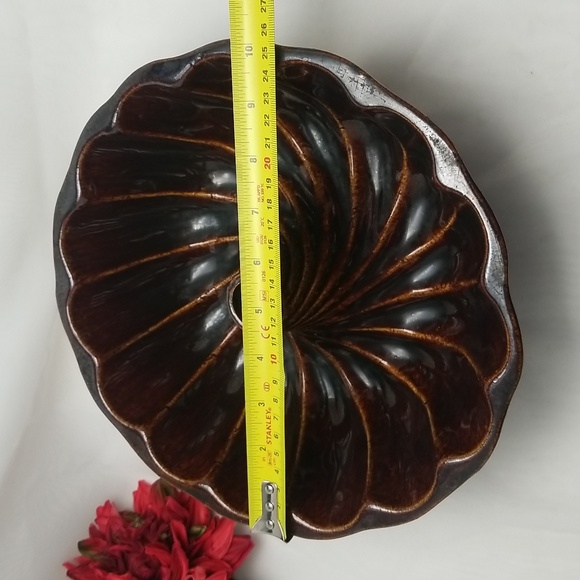 Antique Redware Large Fluted Tube Baking Pan - Picture 5 of 15